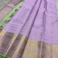 Lavender handwoven Kanchipuram Zari Kattam saree, Idam Living
