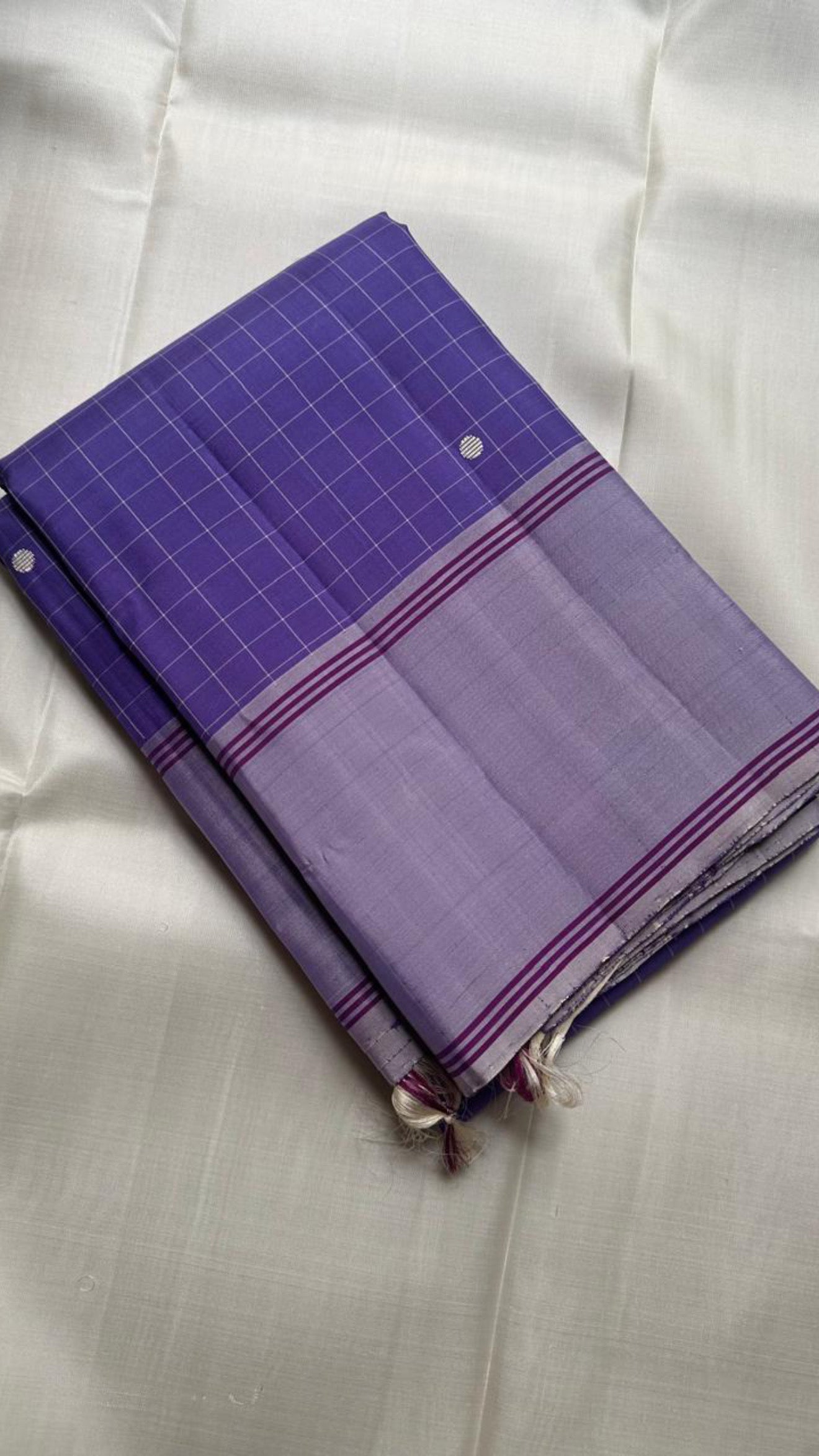 Lavender handwoven pure silk KanchiPattu saree, full overview