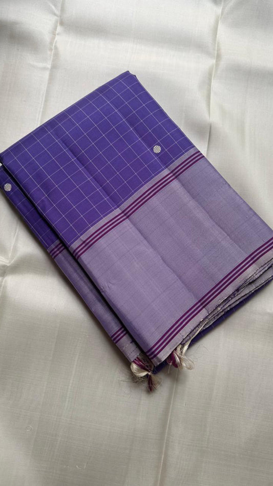 Lavender handwoven pure silk KanchiPattu saree, full overview