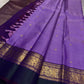 Orchid Lavender pure silk Kanjeevaram saree, Butta weave with Deep Purple border — border detail