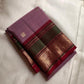 Dusty lavender pure silk Kanchi Pattu saree with gold zari Butta motifs, full drape view
