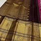 Shimmering narrow zari filaments woven in parallel lines on pure Kanchipuram silk