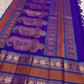 Lavender Kanjivaram silk saree with royal purple Varisaipet border, full length view