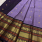 Lavender Korvai Kancheepuram silk saree with navy border and vermilion accents