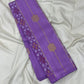 Close view of lavender Kancheepuram silk saree body with hexagonal silk thread butta — Idam Living