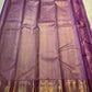 Full view of lavender mauve pure silk Kanchipuram saree with vairaoosi weave and kamalam butta — Idam Living