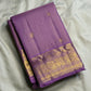 Rich gold zari pallu on lavender mauve handwoven Kanchipuram silk saree — Idam Living