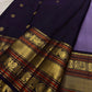 Lavender and navy wedding Kancheepuram silk saree, Silk Mark certified, Kunnam village