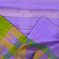 Lavender and Olive Green Handwoven Pure Silk Kanjeevaram Saree with Paalum Pazhamum Checks and Thazampoo Reku Border