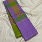 Lavender and Olive Green Handwoven Pure Silk Kanjeevaram Saree with Paalum Pazhamum Checks and Thazampoo Reku Border