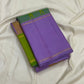 Lavender and Olive Green Handwoven Pure Silk Kanjeevaram Saree with Paalum Pazhamum Checks and Thazampoo Reku Border