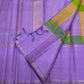 Lavender and Olive Green Handwoven Pure Silk Kanjeevaram Saree with Paalum Pazhamum Checks and Thazampoo Reku Border