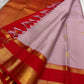 Ash Lilac Pure Silk Kanchipuram saree with petite gold zari buttas