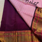 Lavender Pink Kanchipuram silk saree with continuous Veldhari zari lines and Deep Aubergine border.