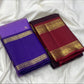 Lavender Purple Pure Silk Kanchi Pattu Rettapet Saree - front view