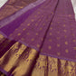 Purple Kanchi Pattu saree with Zari Kattam checks and gold border