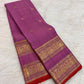 Lavender Rettapet Pure Silk Kancheepuram saree, full drape