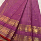 Lavender Rettapet Kancheepuram saree with antique gold zari border detail