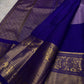 Lavender Silver and Royal Purple colour contrast on Kanchipuram silk saree.