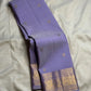 Lavender Violet Handwoven Pure Silk KanchiPattu Saree with Antique Gold Zari Buttas and Ornamental Border