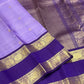 Lavender Violet Handwoven Pure Silk Kancheepuram Rettapet Saree with Deep Royal Purple Gap Border and Gold Zari Buttas