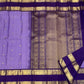 Lavender Violet Handwoven Pure Silk Kancheepuram Rettapet Saree with Deep Royal Purple Gap Border and Gold Zari Buttas