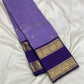 Lavender Violet Handwoven Pure Silk Kancheepuram Rettapet Saree with Deep Royal Purple Gap Border and Gold Zari Buttas