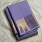 Lavender Violet Handwoven Pure Silk KanchiPattu Saree with Antique Gold Zari Buttas and Ornamental Border