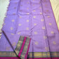 Lavender Purple silk body with alternating traditional zari buttas and delicate checked zari weave.