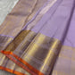 Pastel Lavender Handwoven Pure Silk KanchiPattu Saree with Zari Kattam and Antique Gold Border
