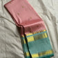 pink silk kanchipuram saree body with gold zari buttas and contrast border
