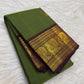 Leaf Green Handwoven Pure Silk Kanjipuram Saree with Deep Maroon Korvai Zari Border