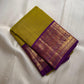 Leaf Green Kancheepuram silk saree – royal purple border — Idam Living
