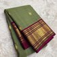 Sage leaf green Kanjeevaram silk saree with ornate pallu – Idam Living