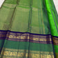Leaf Green Handwoven Pure Silk Kanjipuram Rettapet Saree with Navy Blue Bird Motif Gold Zari Border