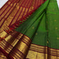 Leaf Green Kanchi Pattu Zari Kattam saree — round zari butta close-up on body