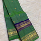 Leaf Green Handwoven Pure Silk Kanjipuram Rettapet Saree with Navy Blue Bird Motif Gold Zari Border