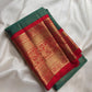 Leaf green pure silk tissue body with small gold buttas.