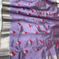Handwoven lavender purple Pattu Silk Chanderi saree