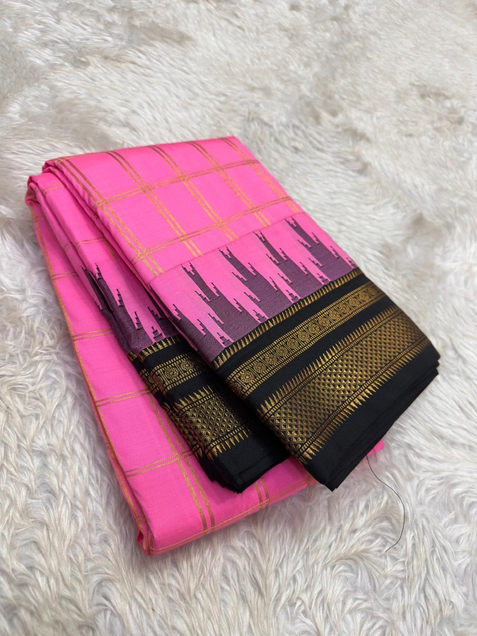 Silk Mark certified lightweight Arani saree with antique zari work