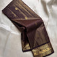 Lightweight Deep Brown Kanchipuram silk with fine Vairaoosi linear texture
