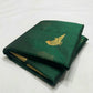 Handwoven emerald green Chanderi silk saree photographed in soft natural light ready to ship from New Jersey
