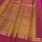 Mustard Yellow pure silk Kanchipuram saree — lightweight pink