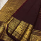 Plum Brown Lightweight Pure Silk Kanchipuram Saree with Mayil Zari Pettu