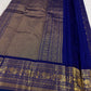 Royal blue Kanjipuram saree, grand gold zari peacock border detail