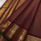 Full view of lightweight maroon Kanjivaram vairaoosi pure silk saree with peacock butta and self border — Idam Living