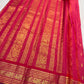 Raspberry pink handwoven pure silk KanchiPattu saree — full drape with gold zari floral motifs — Idam Living
