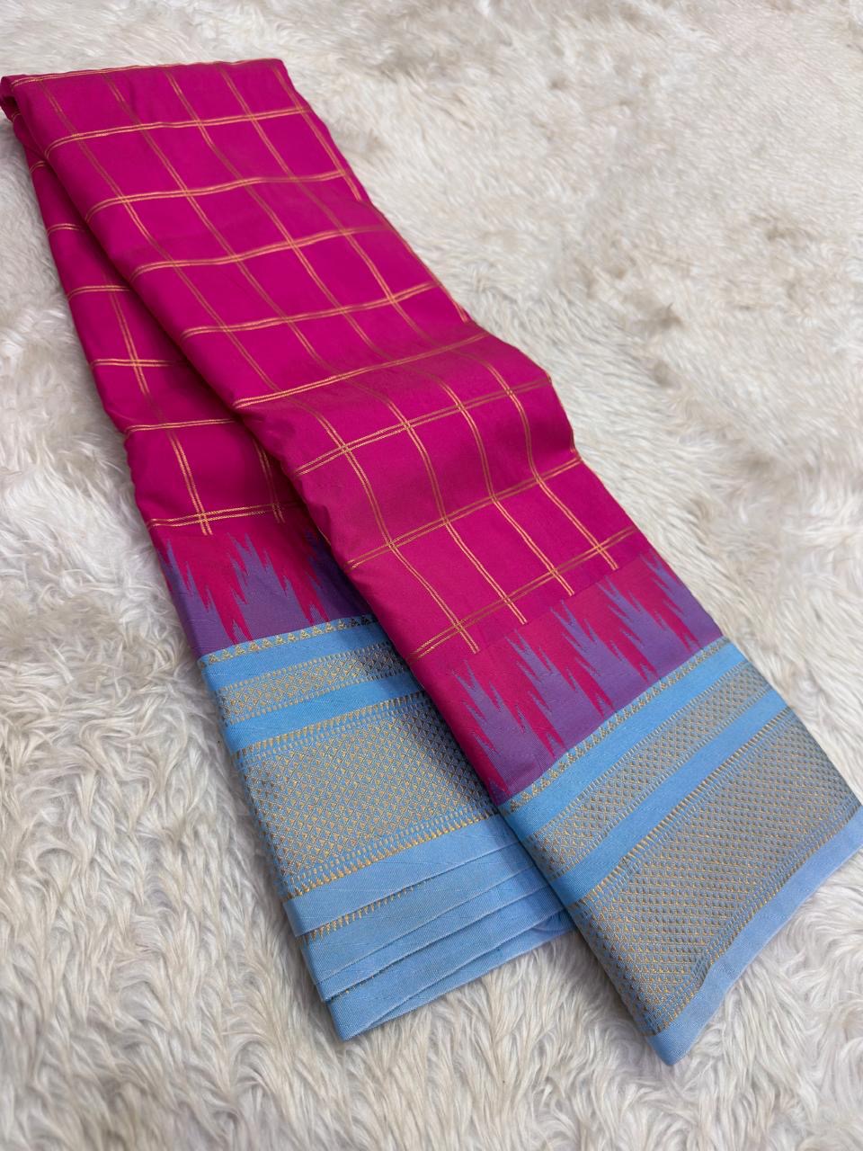 Lightweight Arani pattu saree with elegant zari border detailing