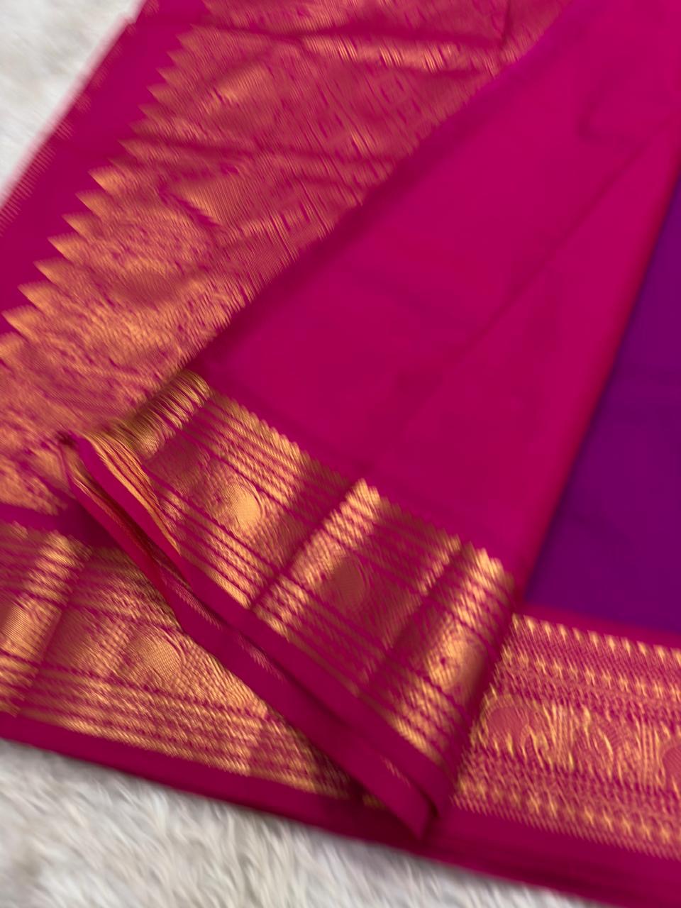Lightweight Kanchipuram silk saree with intricate paisley and peacock zari work