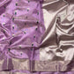 Lilac Tissue Pattu Silk Chanderi saree with handwoven floral buttas, full saree view